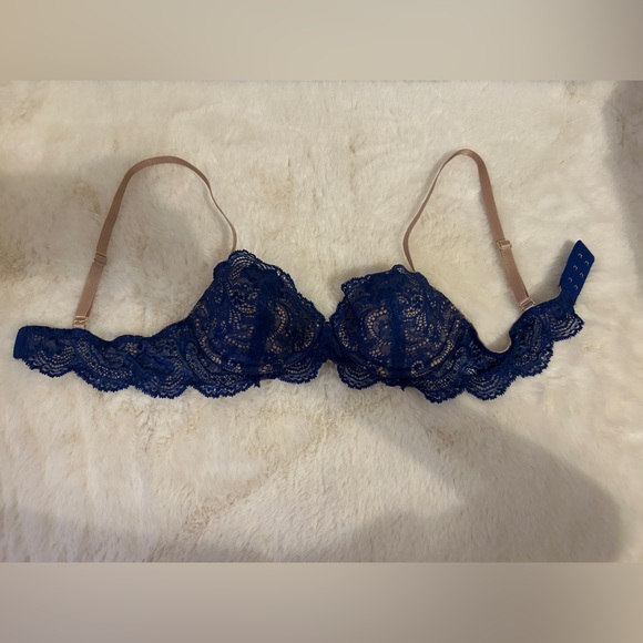 ThirdLove 24/7 Lace Balconette Bra in blue size 32B